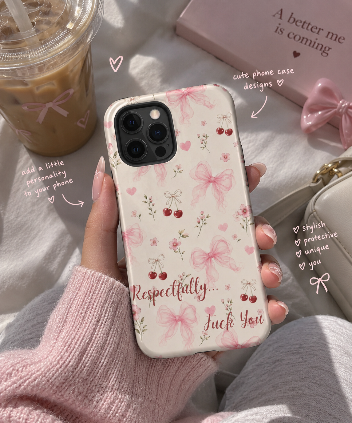 Respectfully F You Pink Bow Case for iPhone – Premium Cover