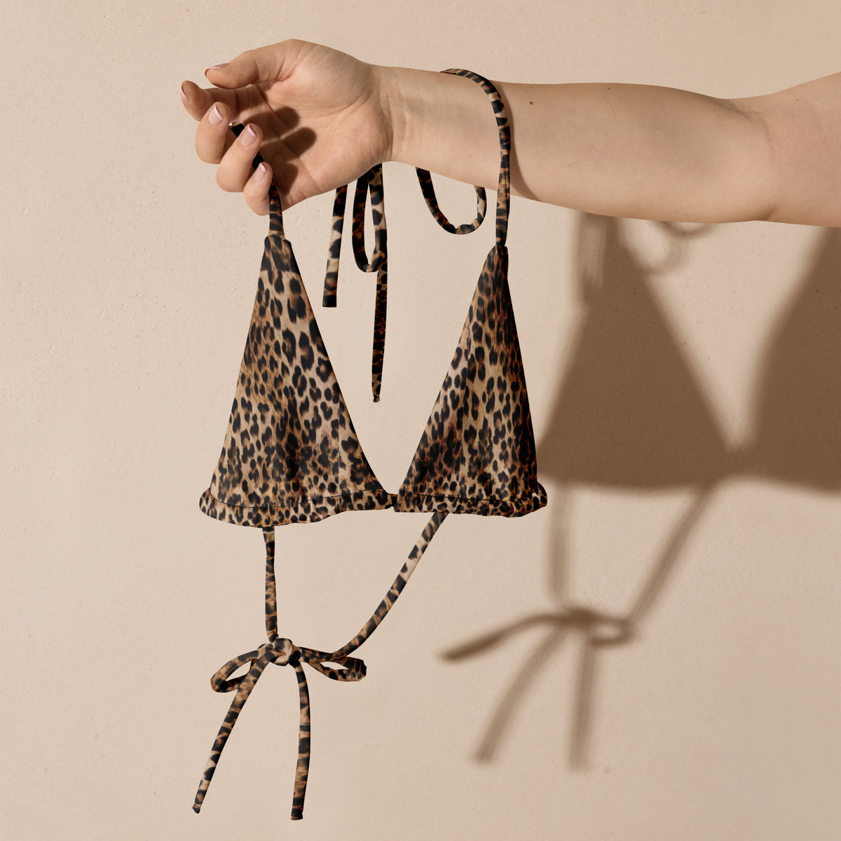 Leopard print string bikini top