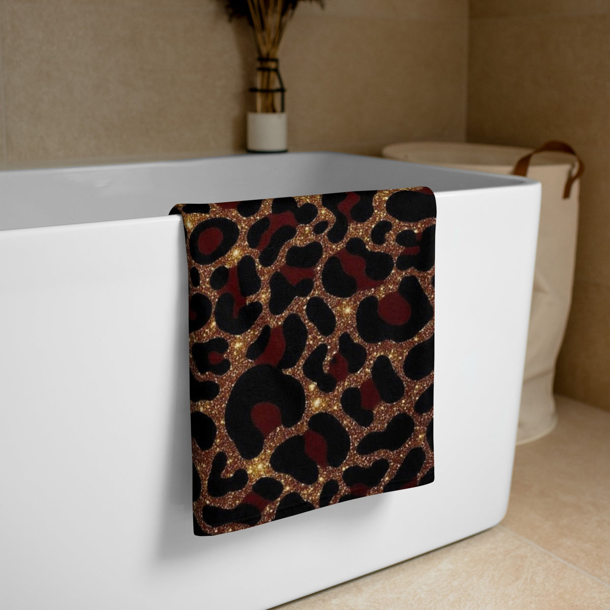 Gold x Red Leopard Print Towel bathroom essential