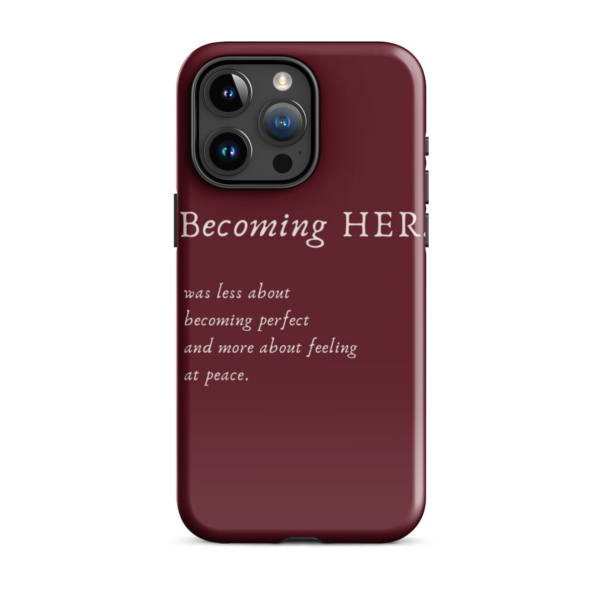 Becoming Her Case for iPhone showcasing elegant design and inspiring message for personal growth and confidence.
