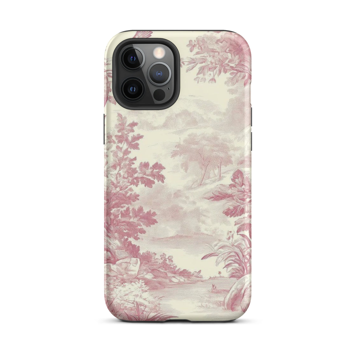 Blush Toile Case for iPhone - premium protective phone cover with elegant blush toile design.