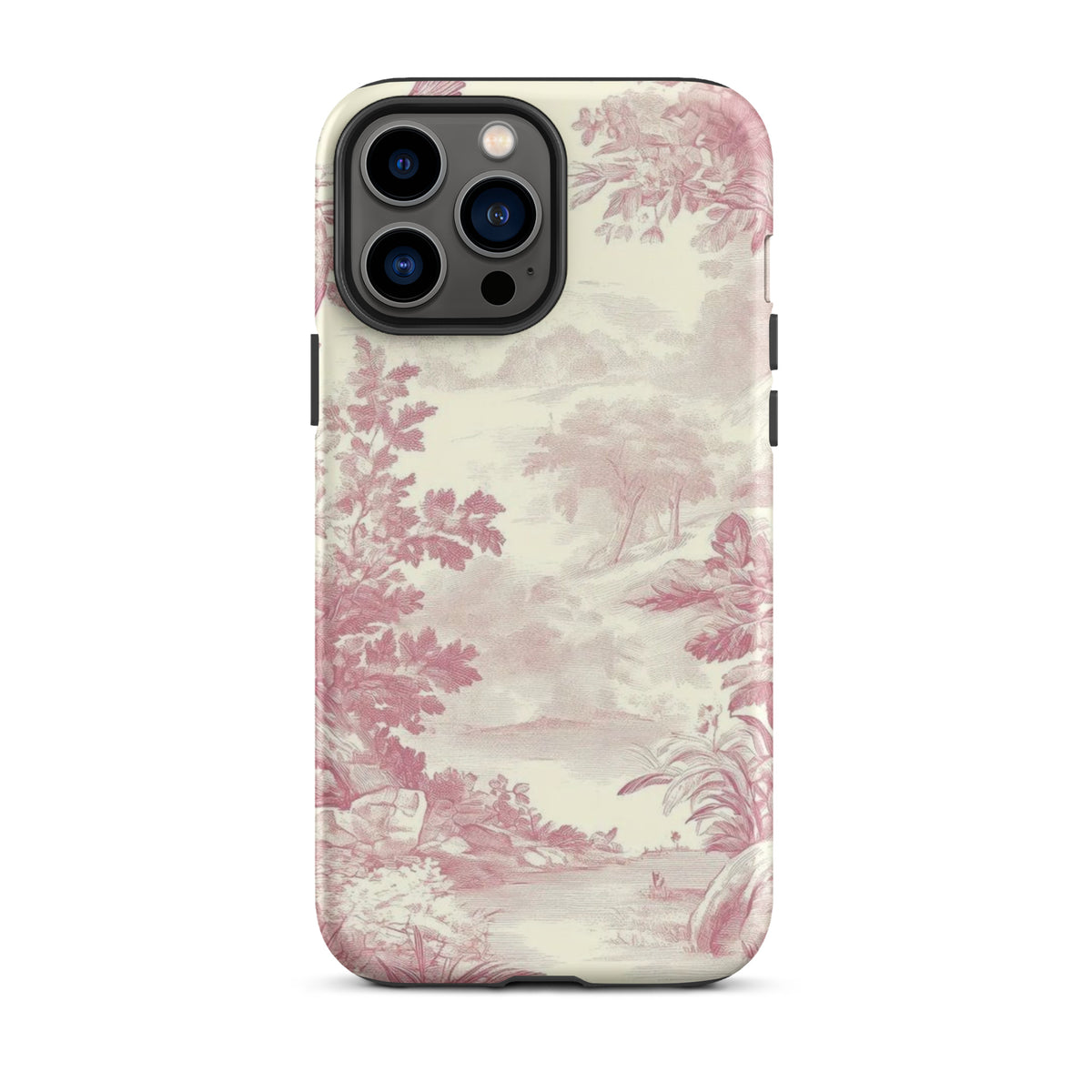 Blush Toile Case for iPhone - premium protective phone cover with elegant blush toile design.