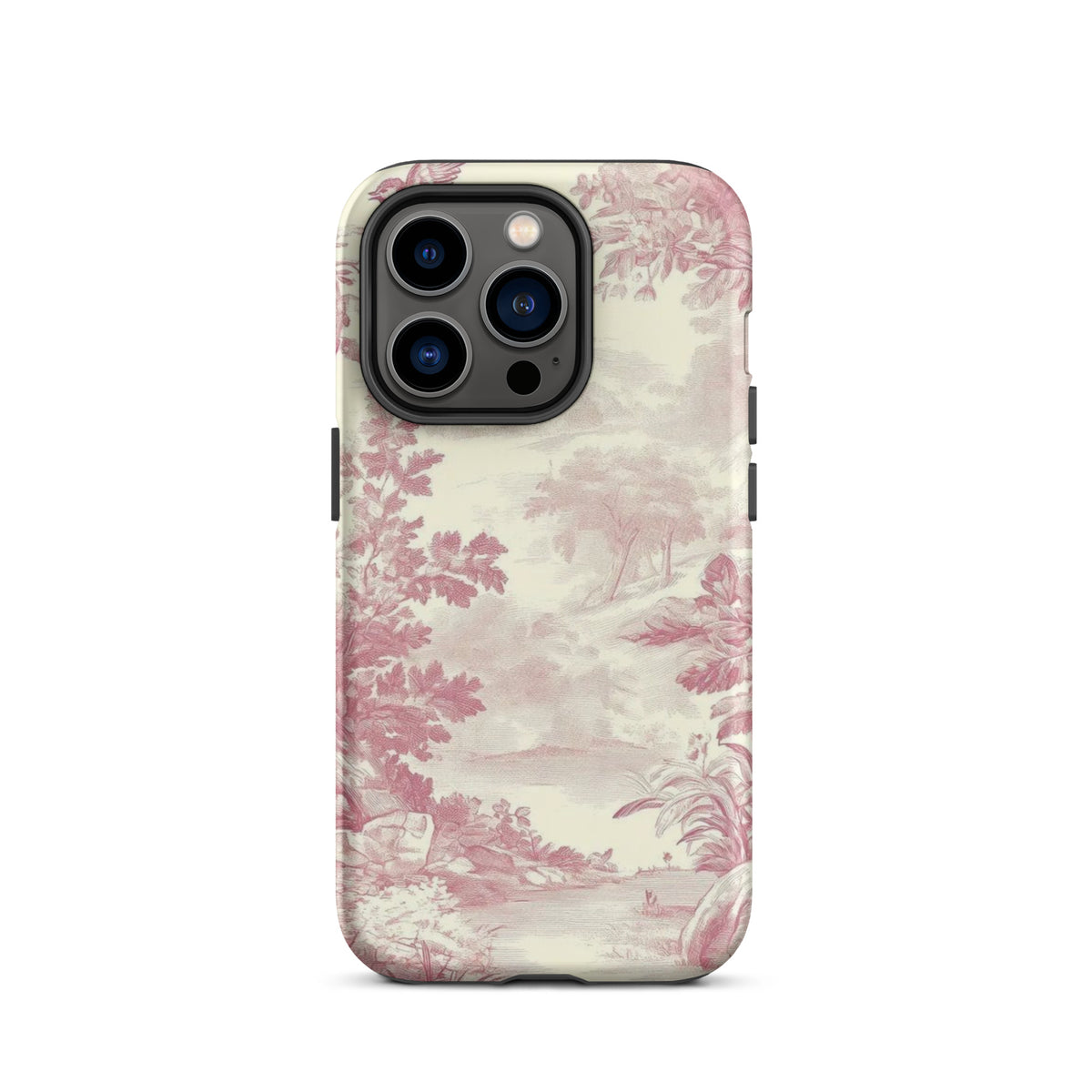 Blush Toile Case for iPhone - premium protective phone cover with elegant blush toile design.