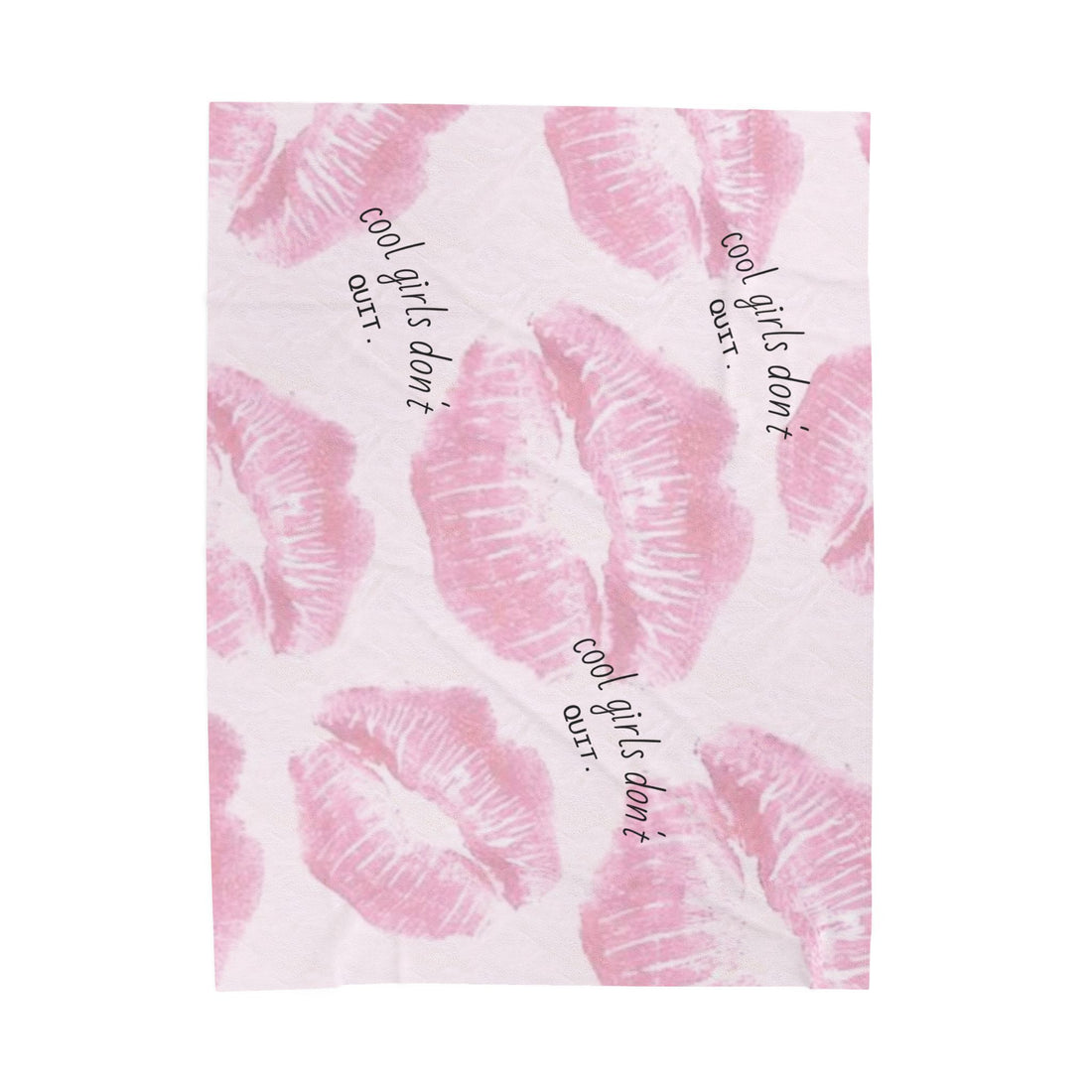 Velveteen Plush Blanket - Pink Kiss Print "cool girls don&