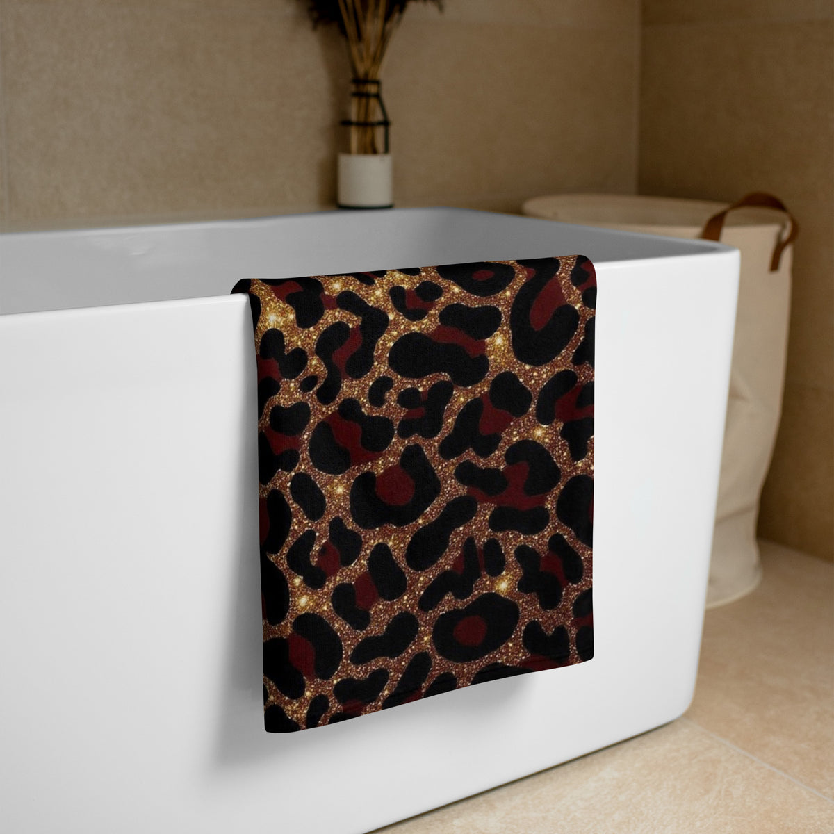Gold x Red Leopard Print Towel bathroom essential
