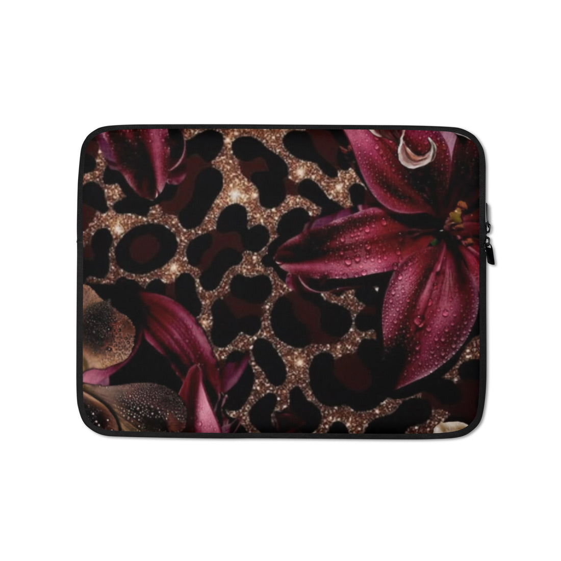 Leopard Floral Print Laptop Cover premium protective sleeve