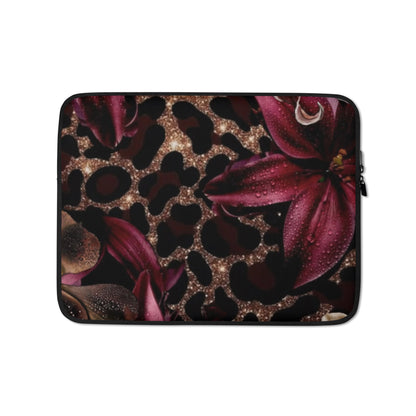 Leopard Floral Print Laptop Cover premium protective sleeve