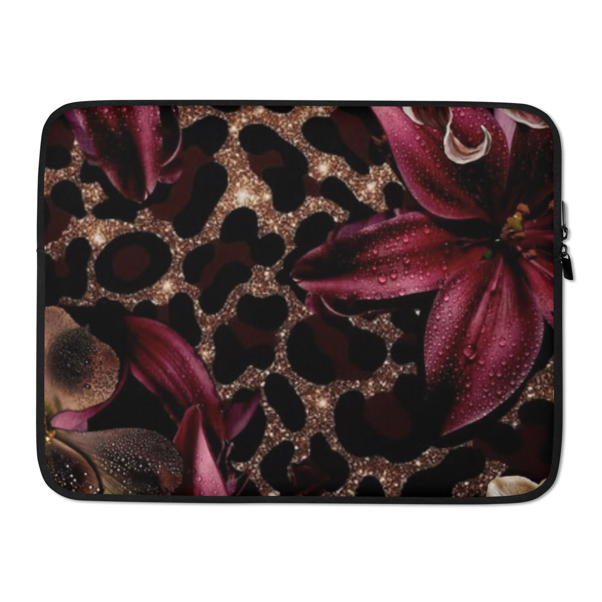 Leopard Floral Print Laptop Cover premium protective sleeve