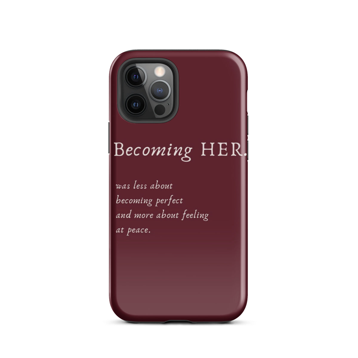 Becoming Her Case for iPhone showcasing elegant design and inspiring message for personal growth and confidence.