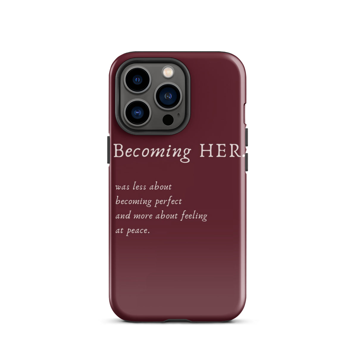 Becoming Her Case for iPhone showcasing elegant design and inspiring message for personal growth and confidence.