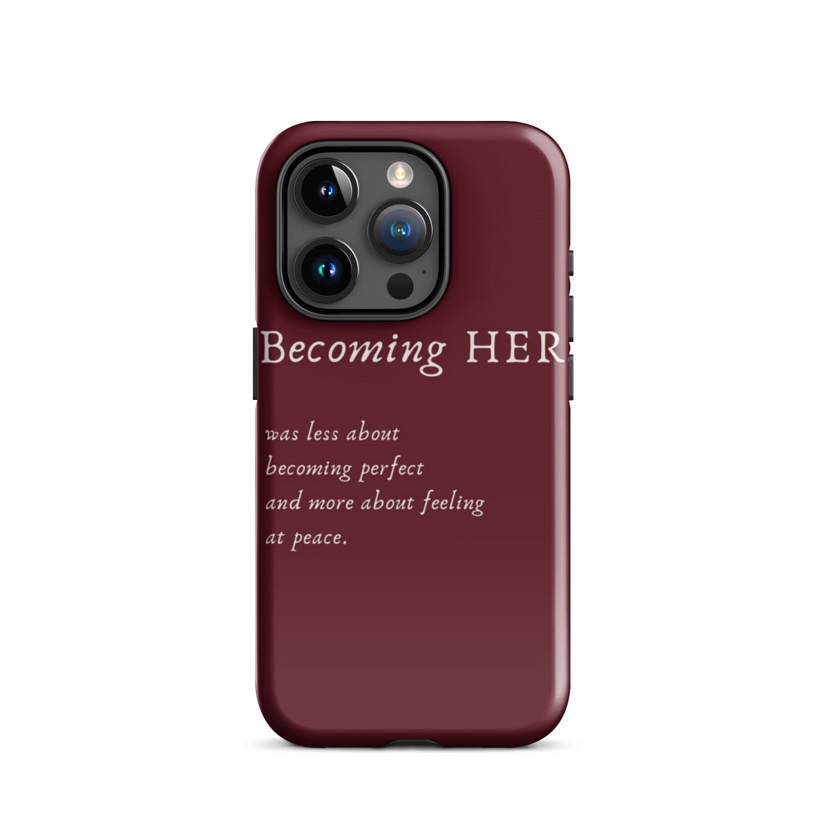 Becoming Her Case for iPhone showcasing elegant design and inspiring message for personal growth and confidence.