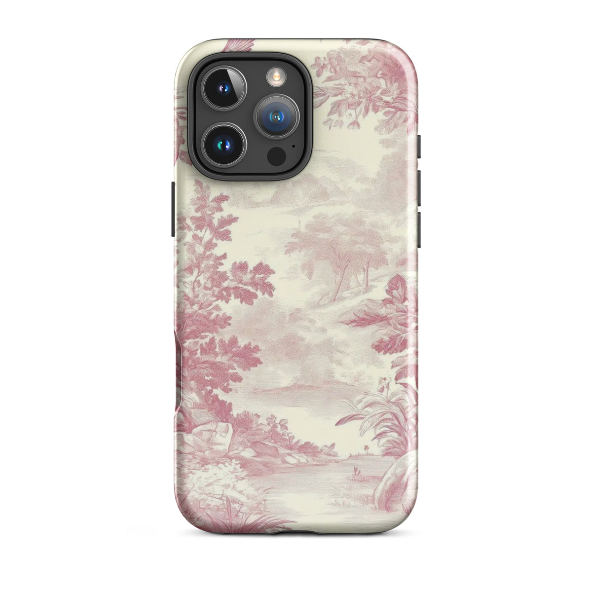 Blush Toile Case for iPhone - premium protective phone cover with elegant blush toile design.